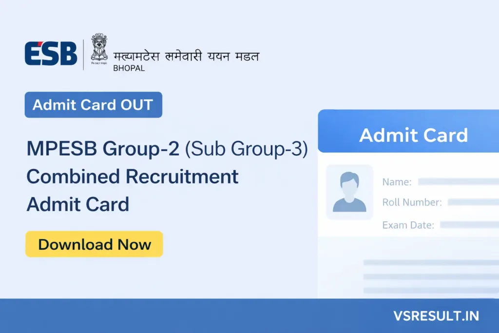 MPESB Group-2 (Sub Group-3) Combined Recruitment Admit Card