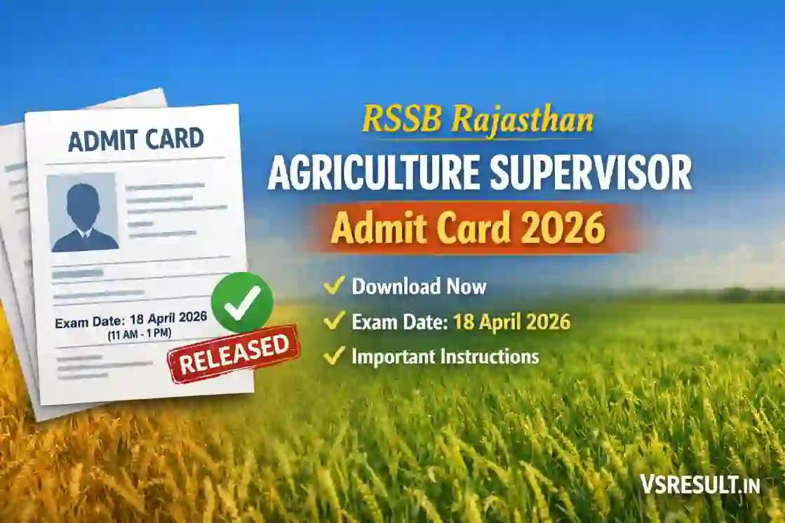 RSSB Rajasthan Agriculture Supervisor Admit Card 2026
